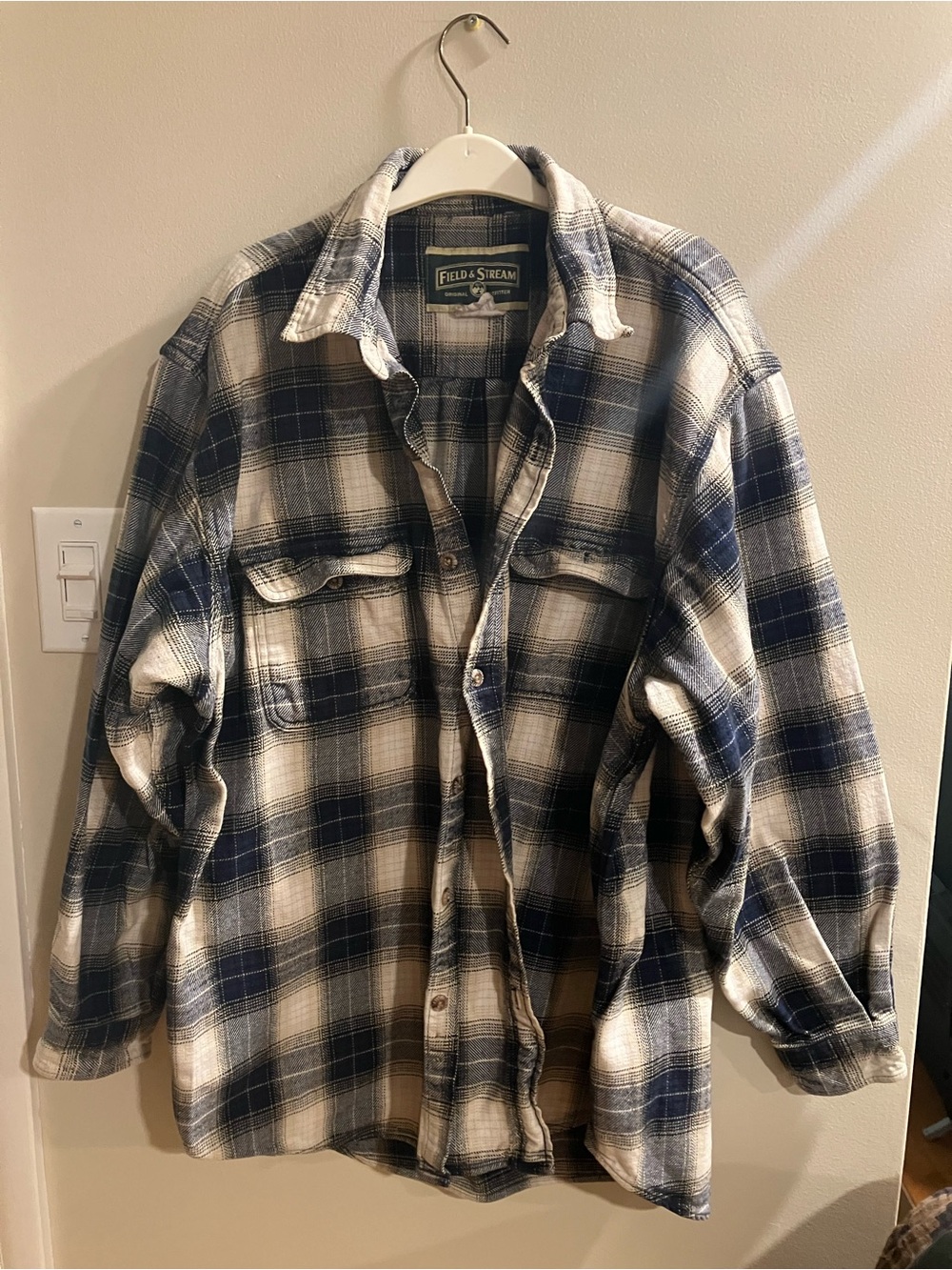 Field & Stream Navy and Cream Plaid Shirt Jacket